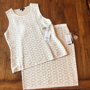 White and cream skirt set from Etcetera. NWT